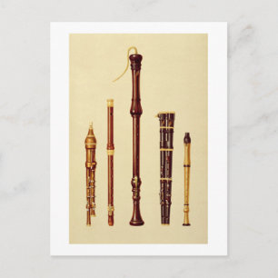 Postal Una bandera doble, una flauta alemana, una estampa