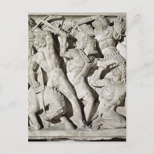 Postal Una batalla entre romanos y galatianos (Anverso)