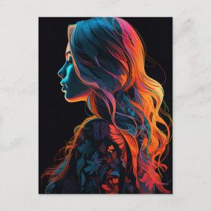 Postal Una bella mujer con camisa de flores