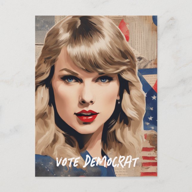 Postal Una bella mujer rubia vota a grupo demócrata (Anverso)