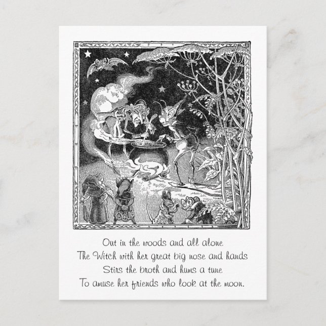 Postal Una bruja se prepara para los amigos de los bosque (Anverso)