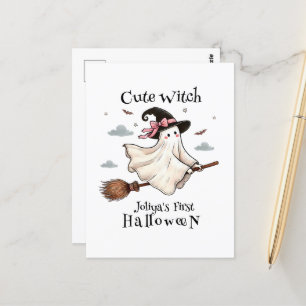 Postal Una bruja simple y elegante primero de Halloween