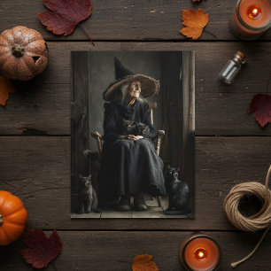 Postal Una Bruja y sus Gatos