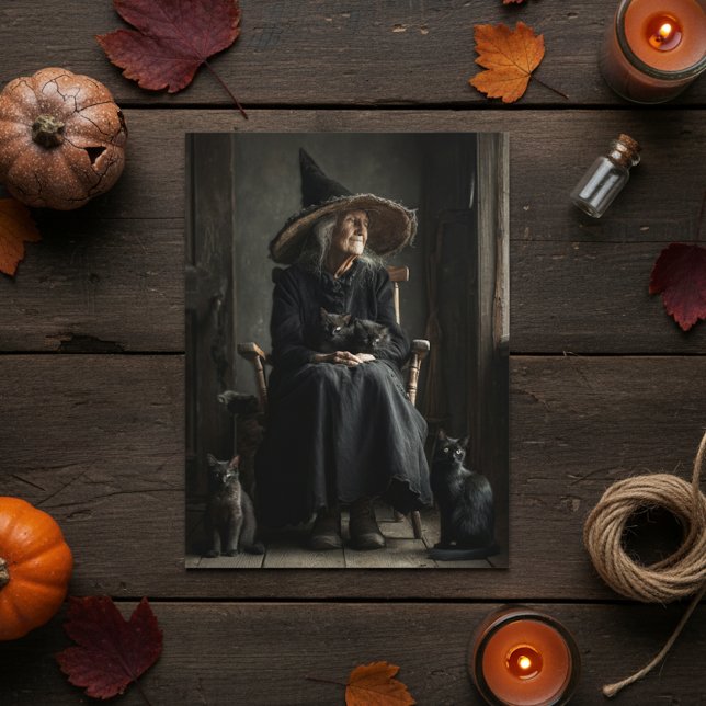 Postal Una bruja y sus gatos (Subido por el creador)