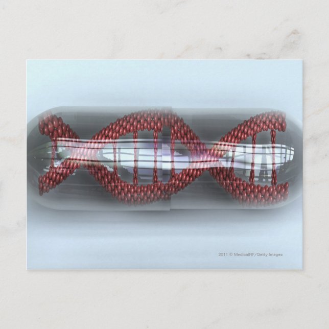 Postal Una cadena de ADN en una cápsula (Anverso)