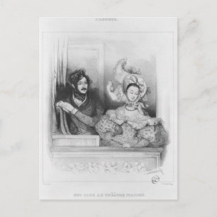 Postal Una caja en el teatro italiano, grabada por Frey