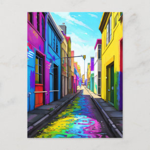 Postal Una calle colorida de la ciudad