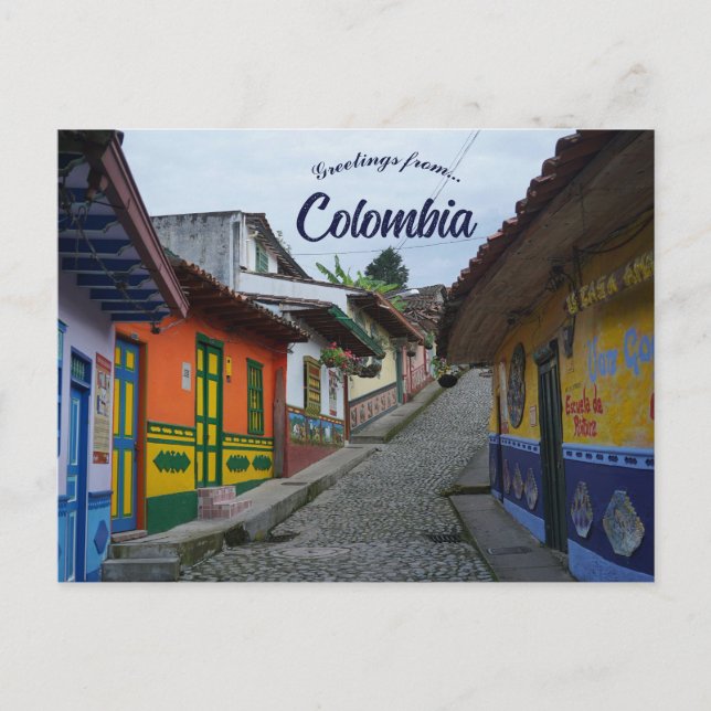 Postal Una calle en Guatape Colombia (Anverso)