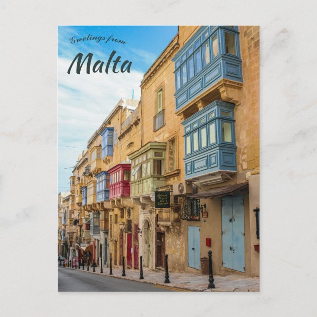 Postal Una calle en La Valletta Malta (Anverso)