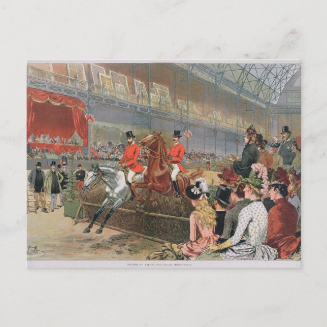Postal Una carrera de caballos, 1886 (Anverso)