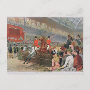 Postal Una carrera de caballos, 1886
