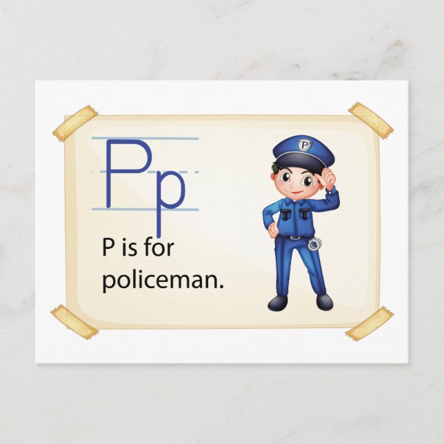 Postal Una carta P para el policía (Anverso)