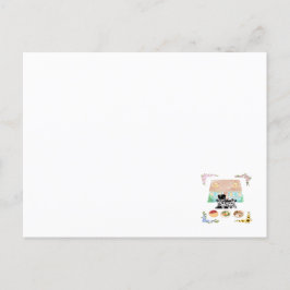 Postal Una casa, dos gatos, tres comidas, cuatro estacion