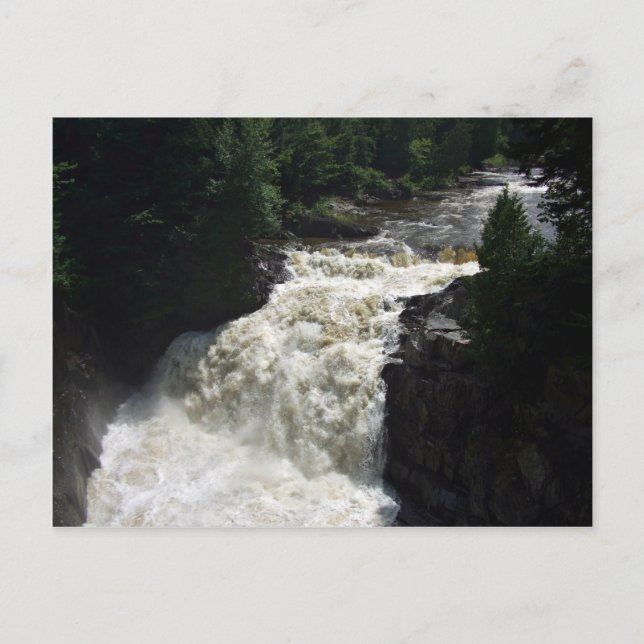 Postal Una cascada de árboles y rocas (Anverso)