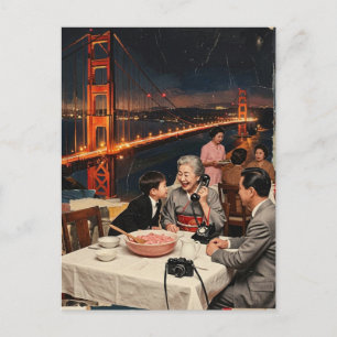 Postal Una cena escénica en el puente de medios mixtos