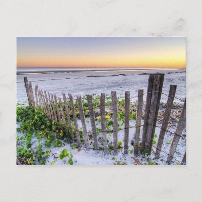 Postal Una cerca de playa al atardecer (Anverso)