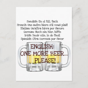 Postal UNA CERVEZA MÁS, POR FAVOR, diversión con la cerve