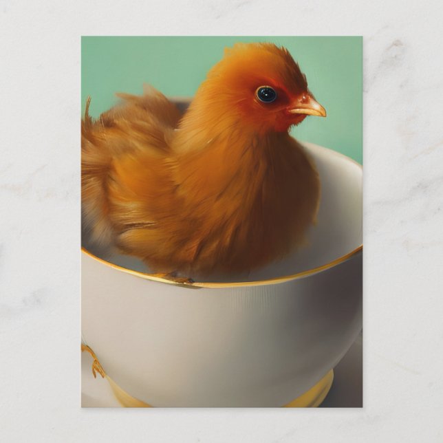 Postal Una chica bebé en una taza de té (Anverso)