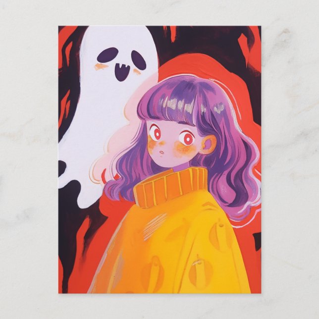 Postal Una chica y un fantasma (Anverso)