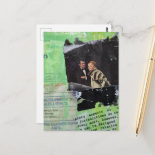 Postal Una Colage de Medios Mixtos de Pareja Retro