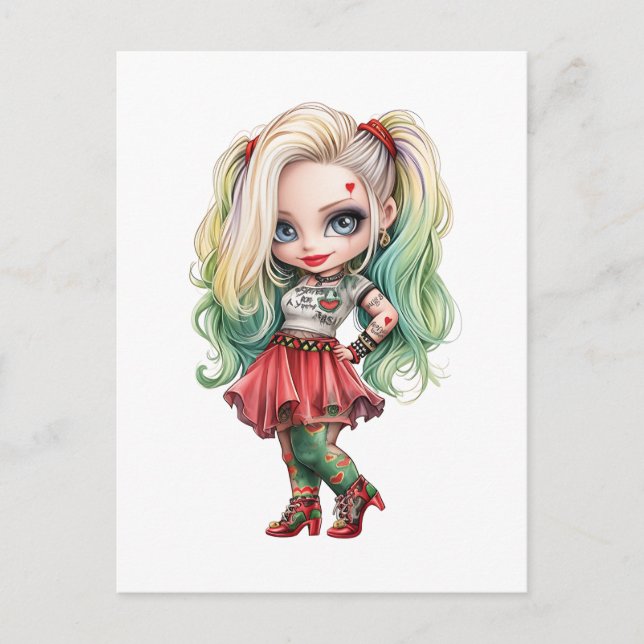 Postal Una Colección de Diseños de Halloween de una Chica (Anverso)