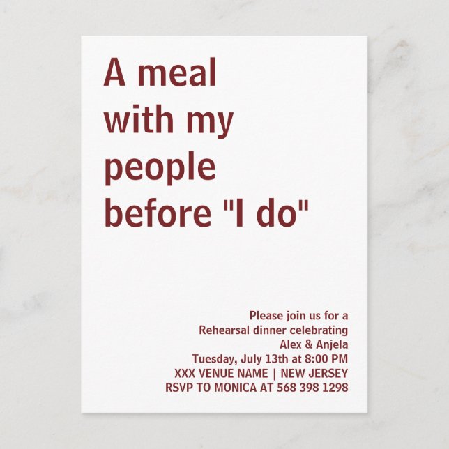 Postal Una comida con mis personas antes de "te lo promet (Anverso)