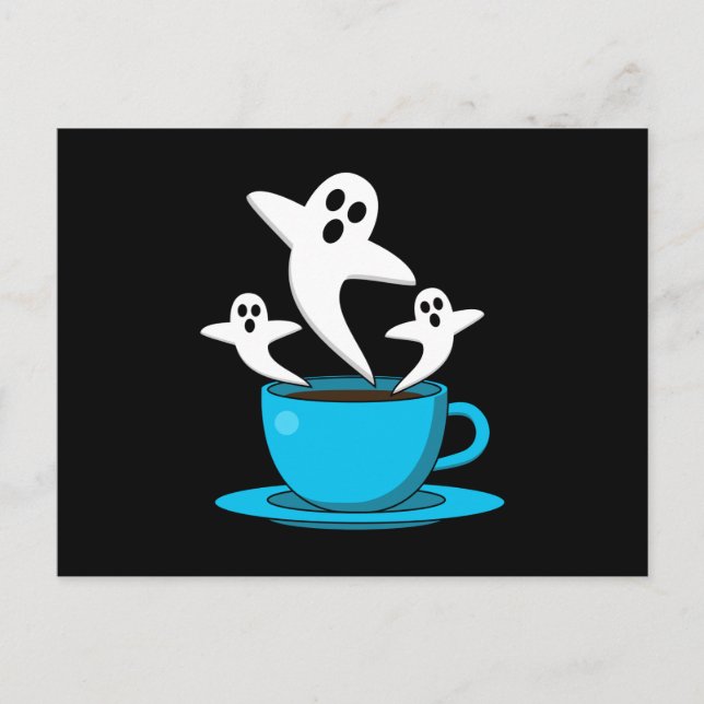 Postal Una copa de café para fumar fantasma (Anverso)