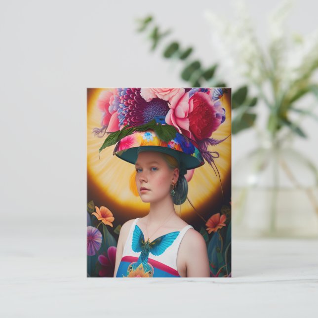 Postal Una dama con un gorra floral (Anverso de pie)