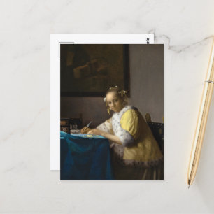 Postal Una dama escribiendo por Johannes Vermeer
