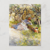 Una dama leyendo un periódico