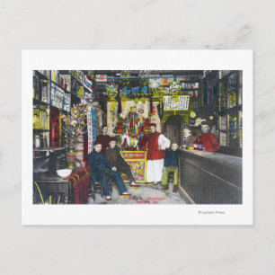 Postal Una escena de Chinatown, Hanford, CA