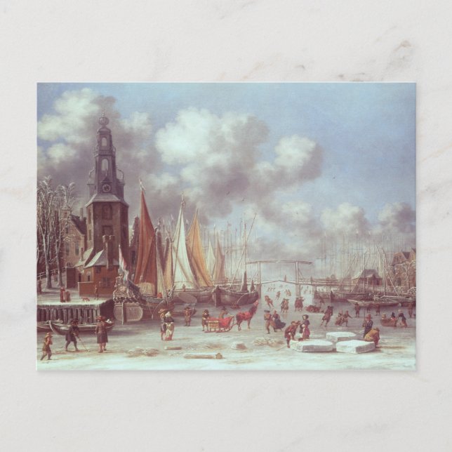 Postal Una escena de invierno en Ámsterdam (Anverso)