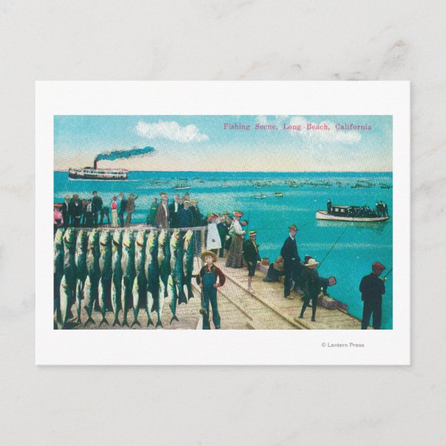 Postal Una escena de pesca con gran captura (Anverso)