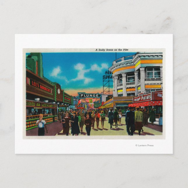 Postal Una escena diaria en Pike, Long Beach (Anverso)