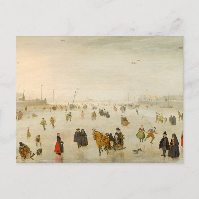 Postal Una escena en el hielo de Hendrick Avercamp Tarjet (Anverso)
