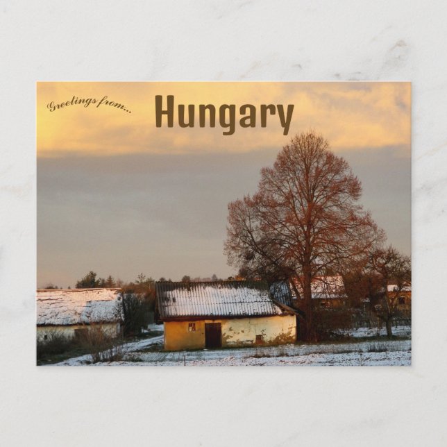 Postal Una escena rural en Hungría al amanecer (Anverso)