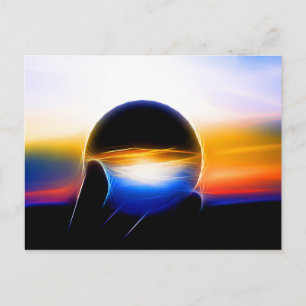 Postal Una esfera de vidrio de estilo neón