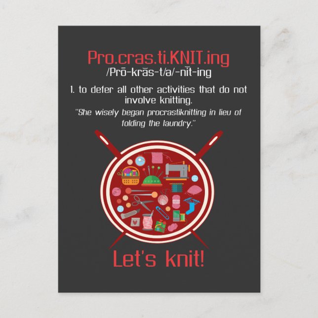 Postal Una esposa divertida de punto deja a Knit Crafter (Anverso)