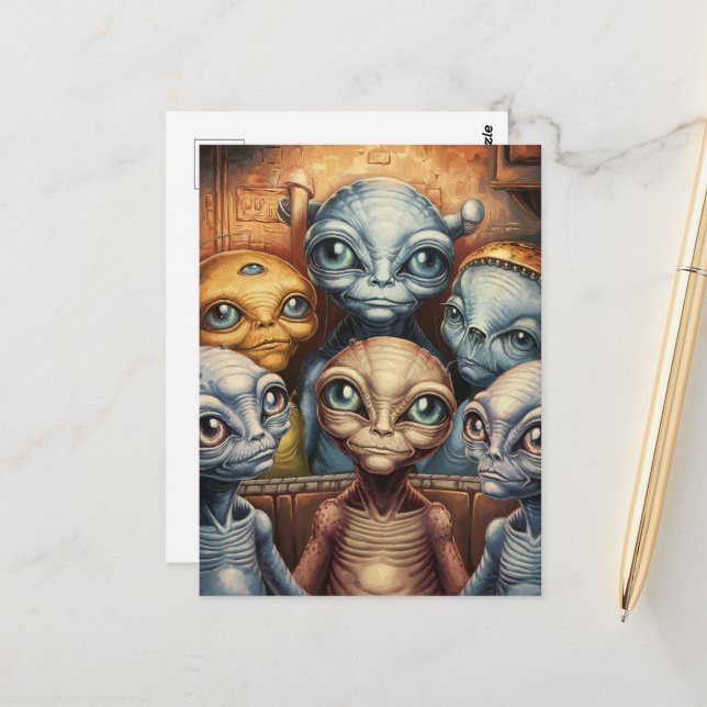 Postal Una familia de alienígenas (Anverso/Reverso In Situ)