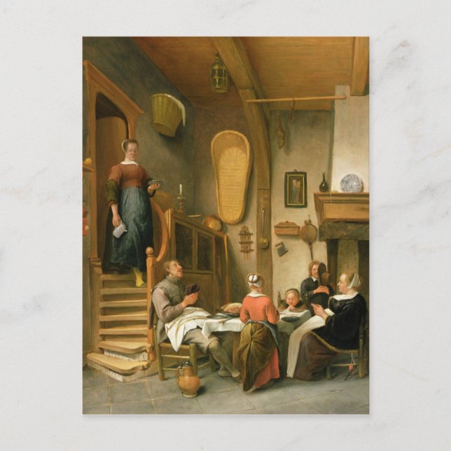 Postal Una familia diciendo gracia (Anverso)