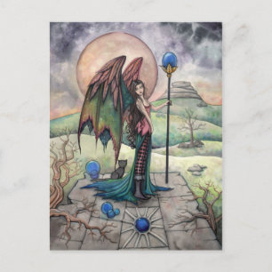 Postal Una fantasía de luna de cosecha Arte de hadas góti