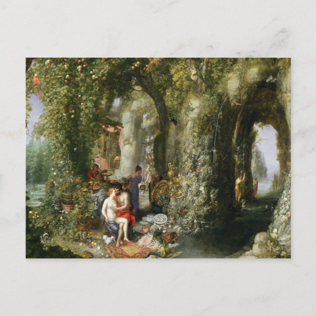 Postal Una fantástica cueva con Odiseo y Calipso (Anverso)