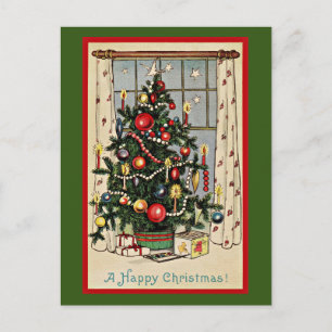 Postal Una Feliz Navidad, ilustración vintage,