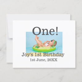 Postal Una foto de cumpleaños moderno agregar nombre fech