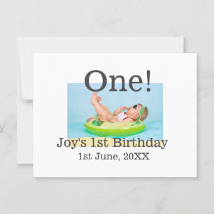 Postal Una foto de cumpleaños moderno agregar nombre fech