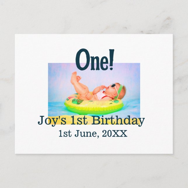 Postal Una foto de cumpleaños moderno agregar nombre fech (Anverso)
