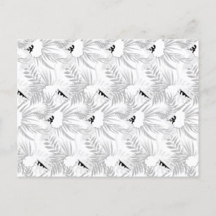 Postal Una foto en blanco y negro cautivante de hojas en 