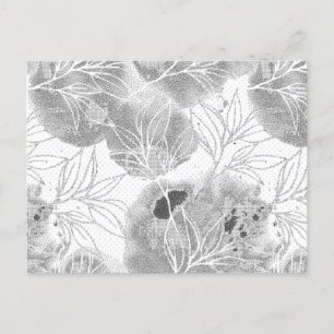 Postal Una foto en blanco y negro cautivante de hojas en 