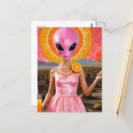 Postal Una graciosa dama extranjera en rosa