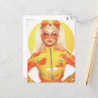 Una guapa mujer rubia retro con dos gafas de sol 0